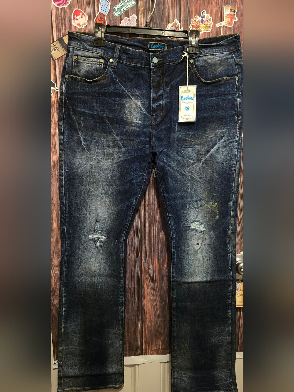 Cookies core modern flare fit 5 pkt Denim Distroyed indigo wash jeans